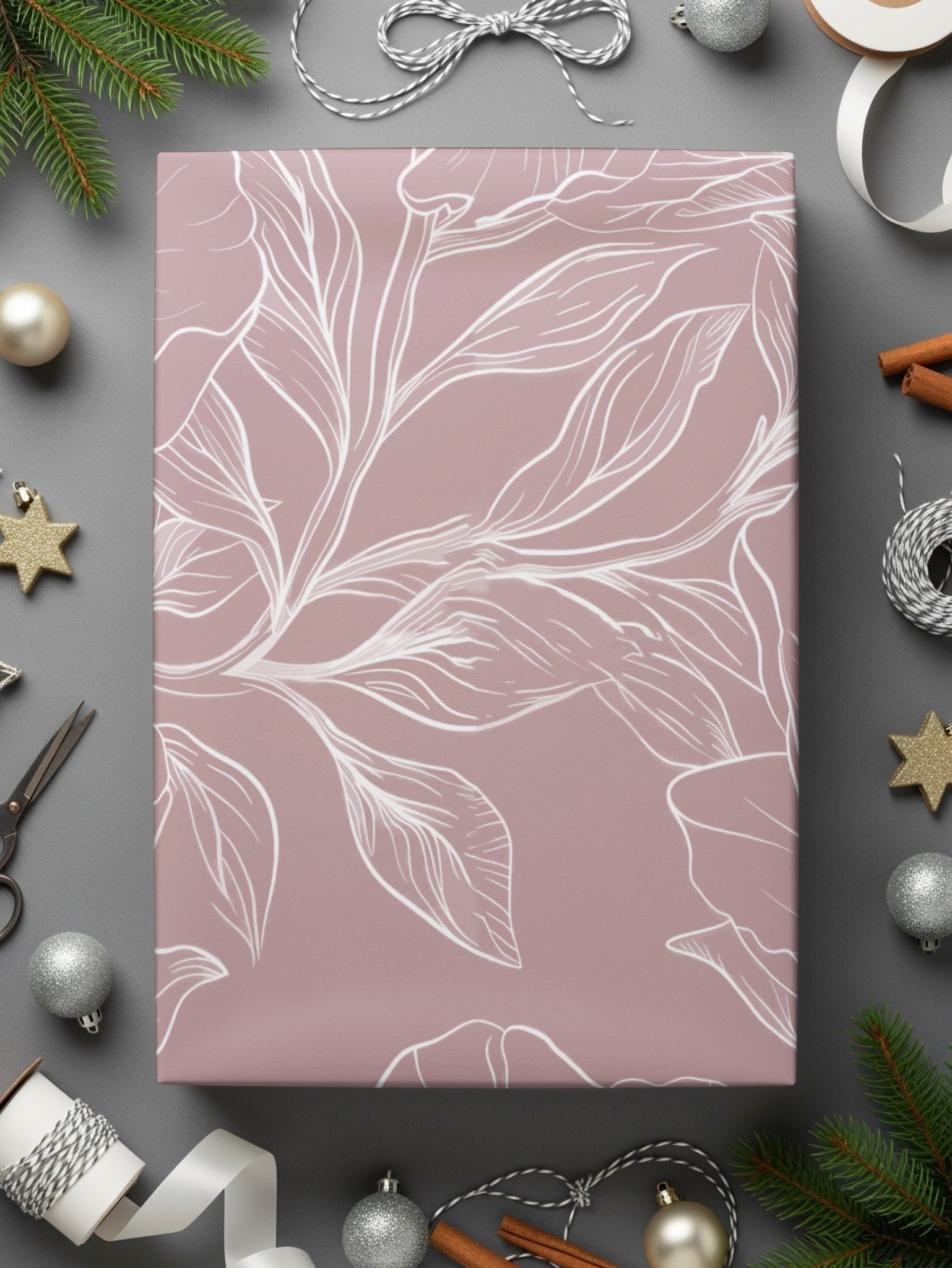 Pink Floral Canvas Art Print, Botanical Leaf Wall Decor, Modern Minimalist Home Decoration, Elegant Nature-Inspired Living Room Artwork