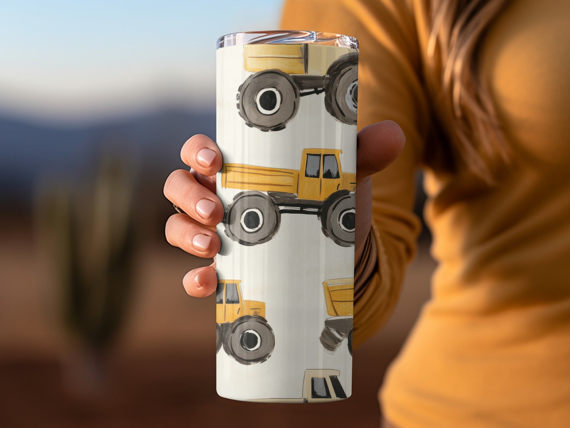 Construction Truck Tumbler, Boys' Dump Truck Insulated Water Bottle, Heavy Machinery Drinkware, Unique Gift for Kids