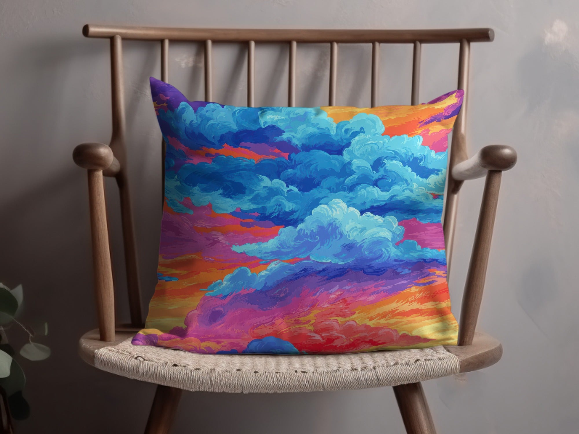Colorful Abstract Art Pillow, Decorative Throw Cushion, Bright Vivid Colors, Home Decor Accent, Artistic Living Room Accessory, Unique Gift