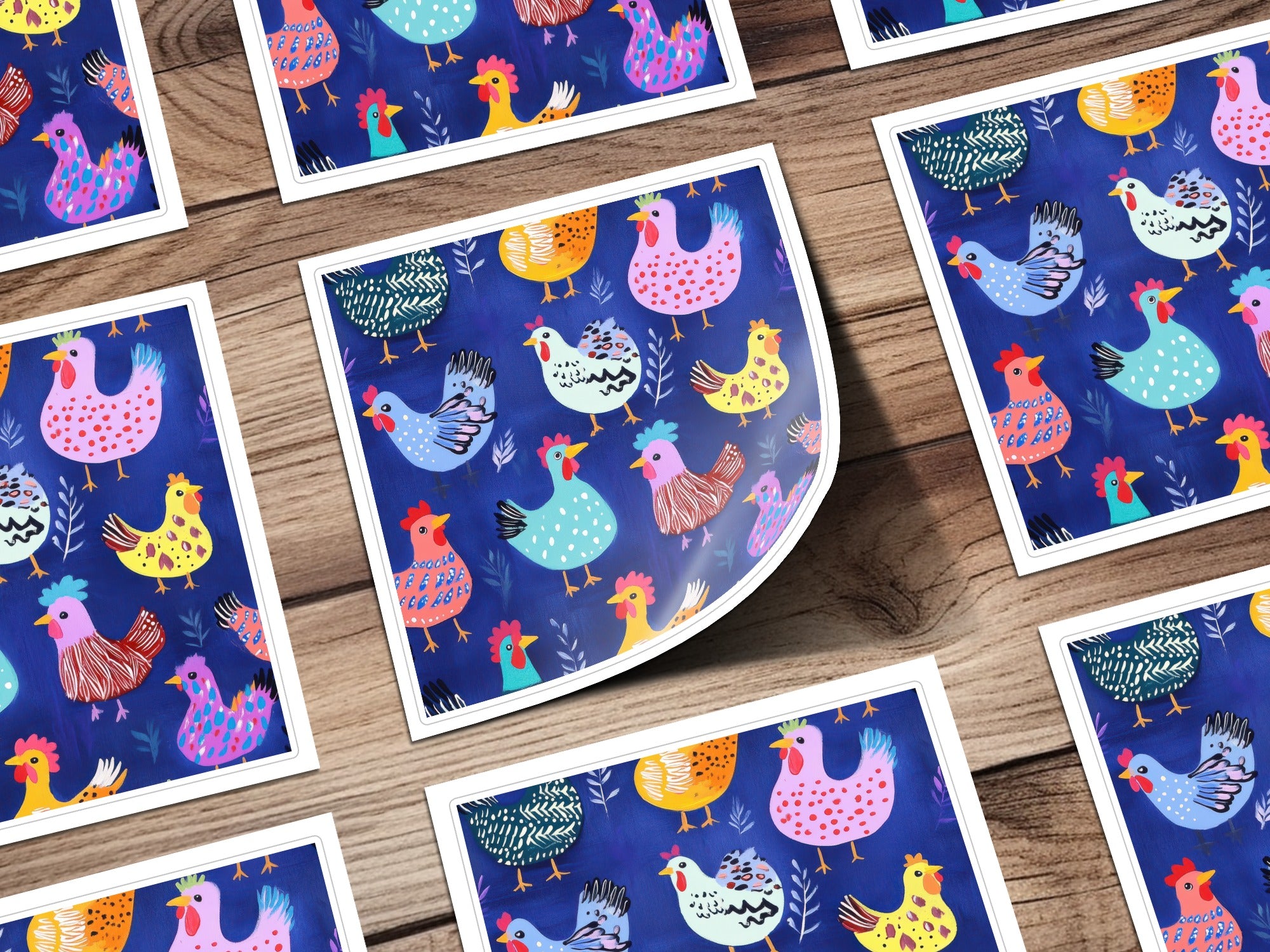 Colorful Chicken Art Prints, Farmhouse Kitchen Decor, Whimsical Hen Illustrations, Country Style Wall Art, Set of 4 Posters