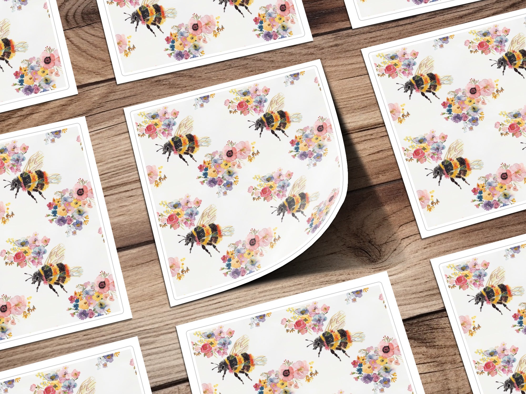Floral Bee Art Print Set, Watercolor Bumblebee and Wildflowers Wall Decor, Nature Inspired Home Decoration, Botanical Illustrations