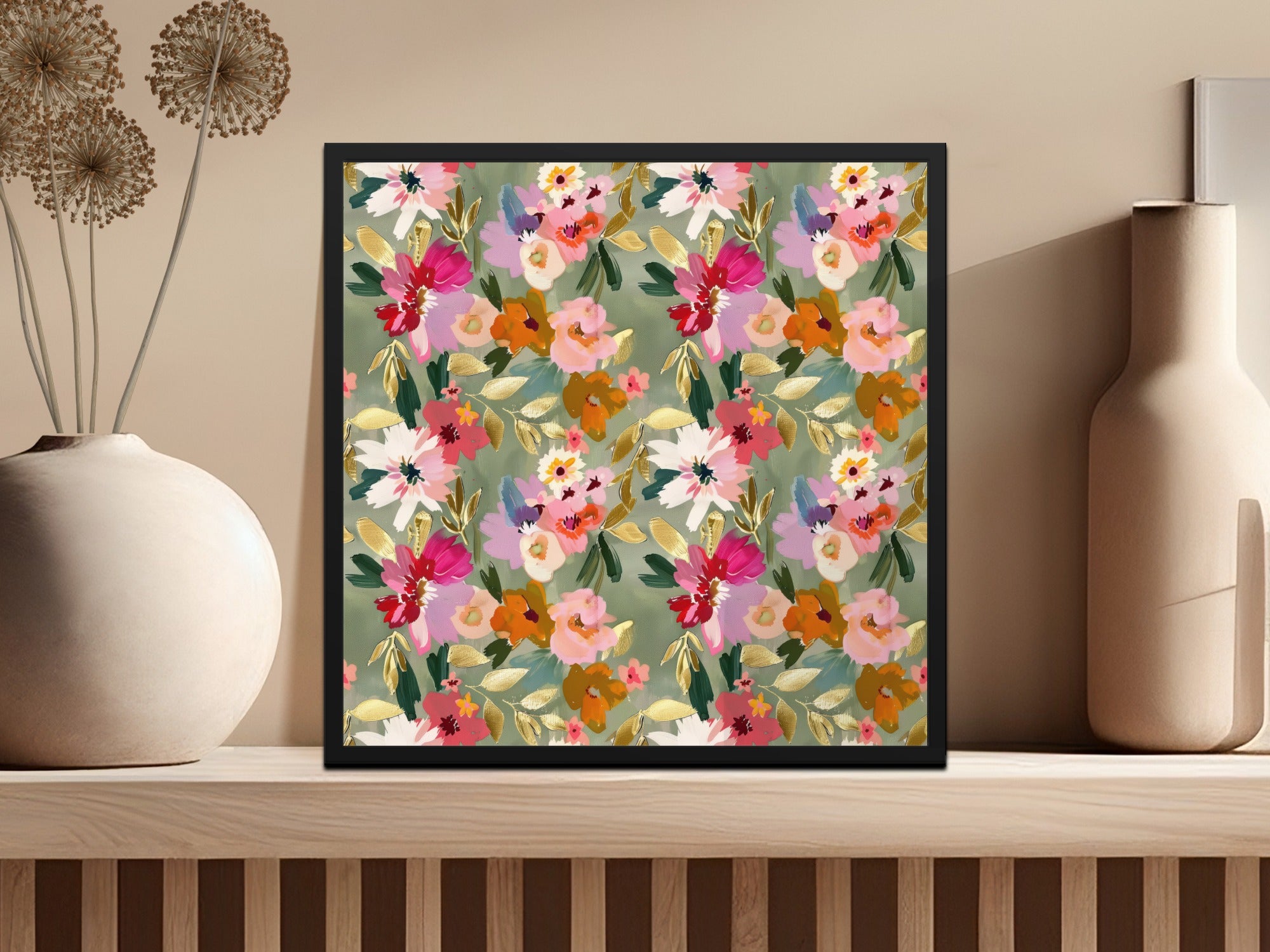 Floral Wall Art Print, Colorful Spring Flowers Poster, Botanical Home Decor, Vibrant Living Room Decoration, Modern Nature Inspired Artwork