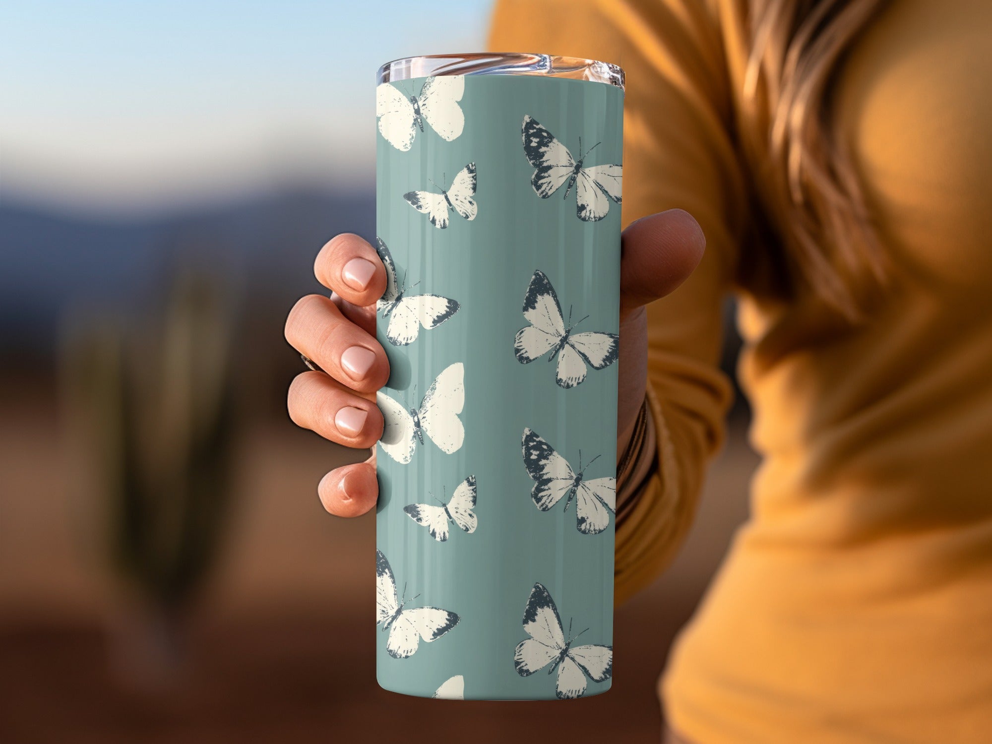 Butterfly Tumbler, Insulated Travel Mug, Stainless Steel Cup, Nature Enthusiast Gift, Eco-Friendly Drinkware, Outdoor Adventure Essentials