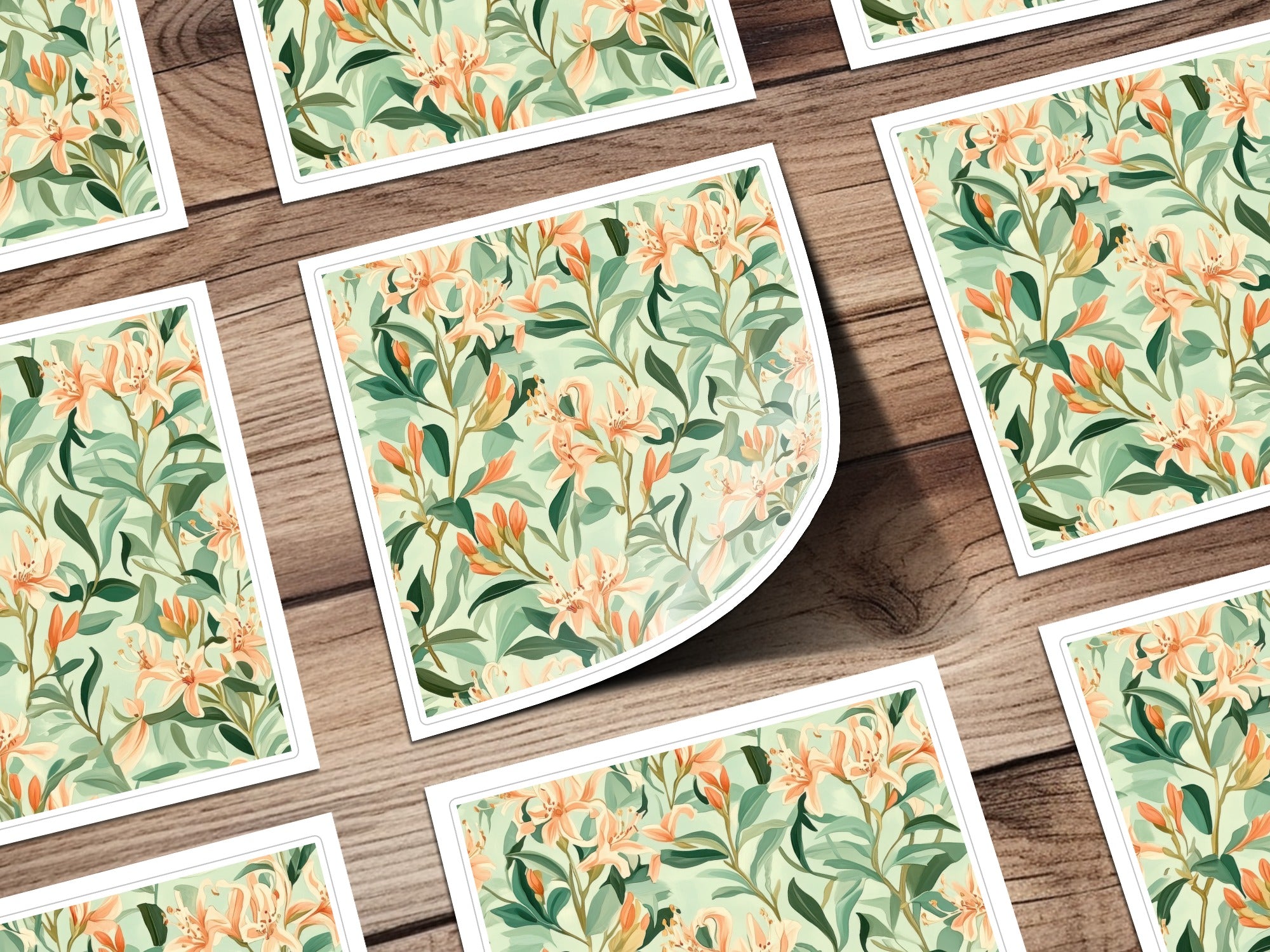 Floral Print Coasters Set, Botanical Garden Design, Orange Lily Pattern, Home Decor, Gift Idea, Table Accessory, Eco-Friendly, Pack of 4