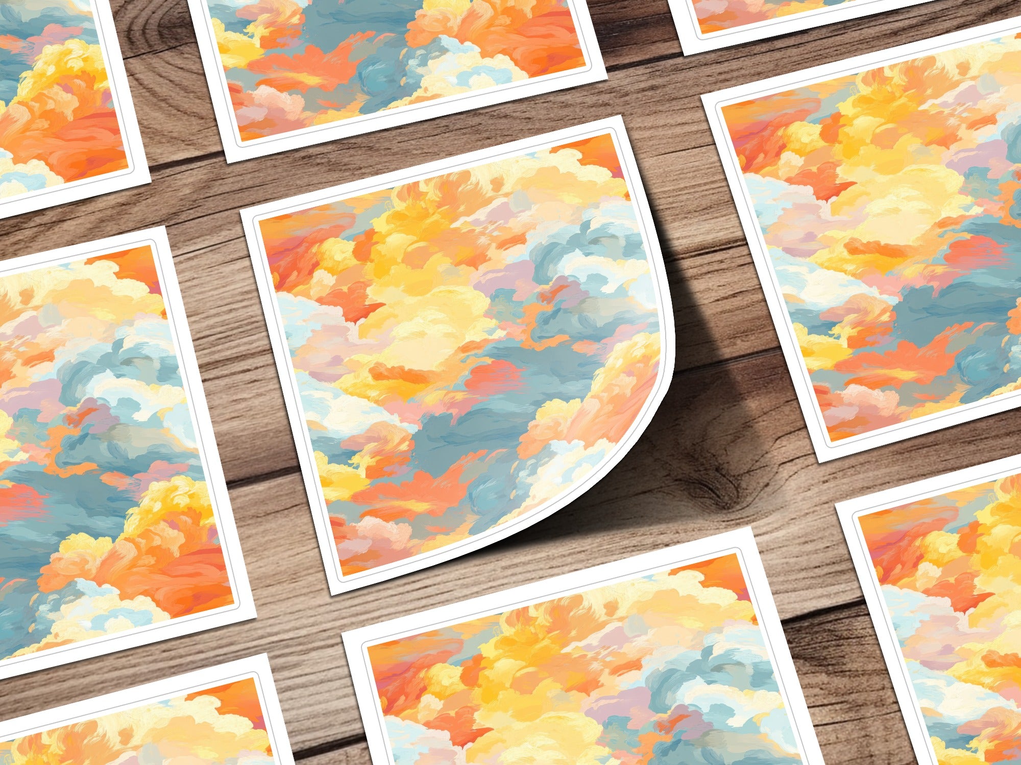 Abstract Art Prints Set, Colorful Sky Cloudscape, Modern Home Decor, Wall Art Gallery, Office Aesthetic, Vibrant Orange Blue Decor