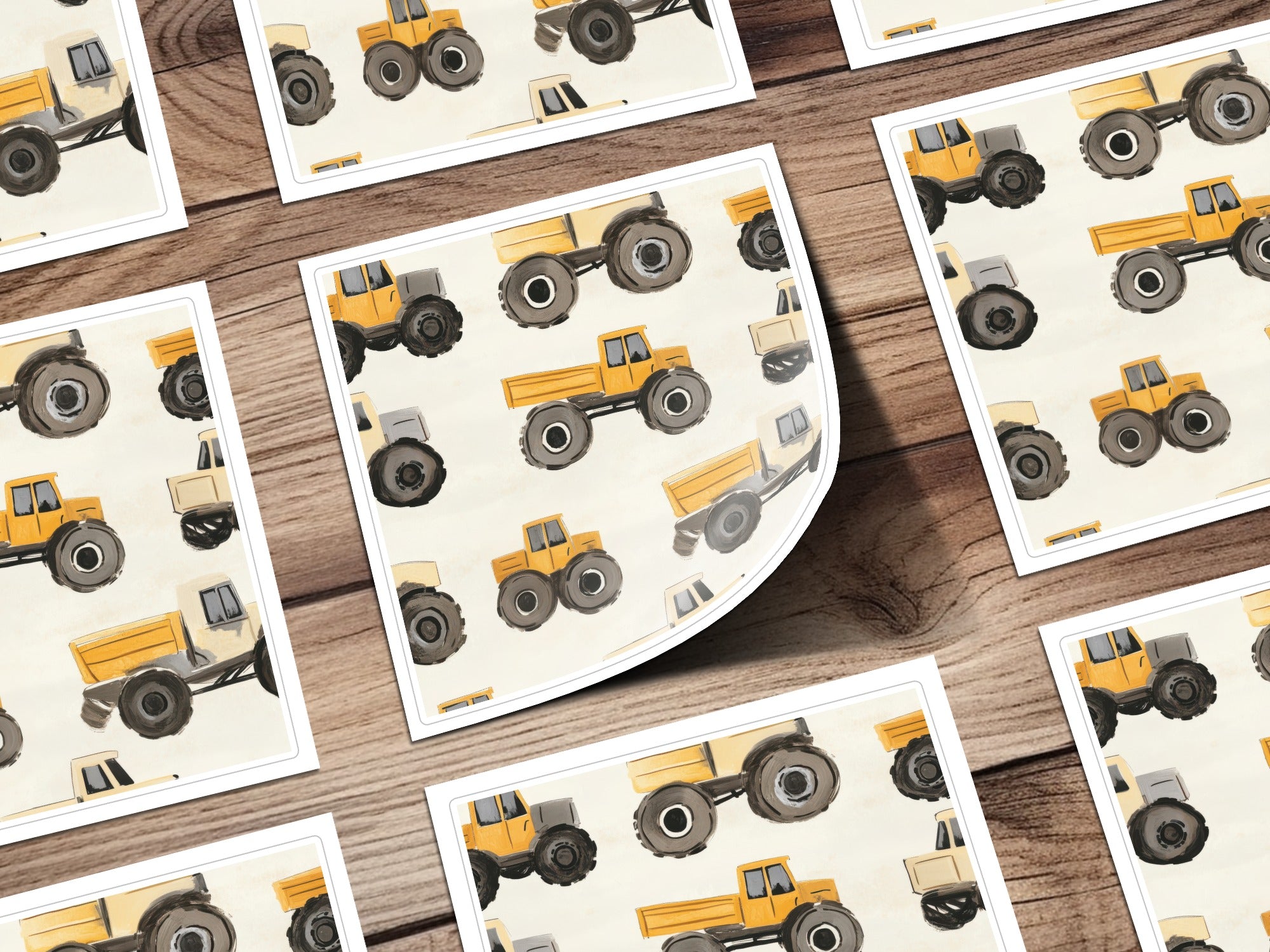 Kids Construction Vehicle Coasters, Set of 4, Truck and Loader Design, Boys Room Decor, Gift for Toddlers, Drink Accessories