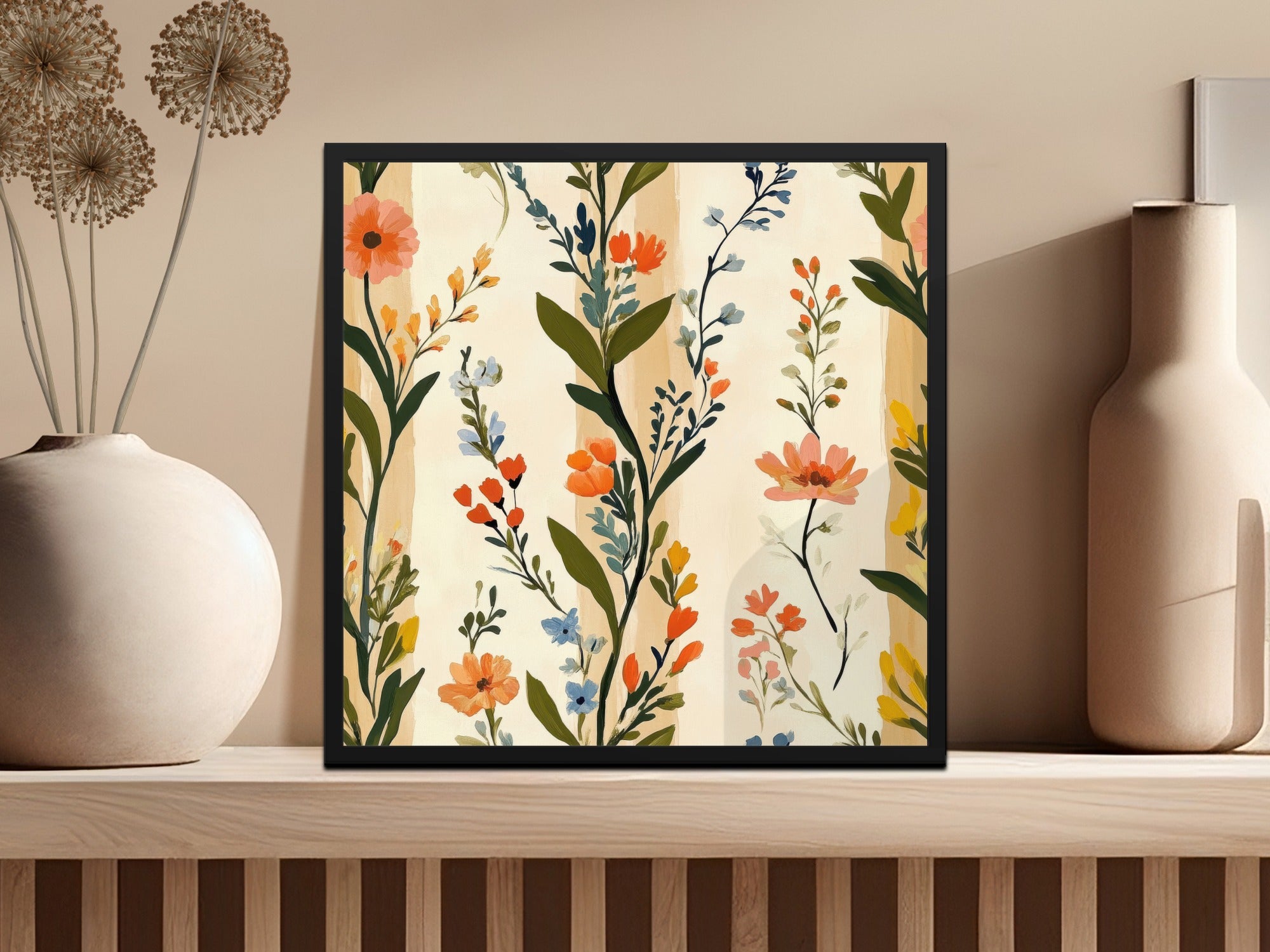 Botanical Wall Art Print, Modern Floral Poster, Colorful Wildflowers Decor, Home Office Living Room Decoration, Nature Inspired Artwork