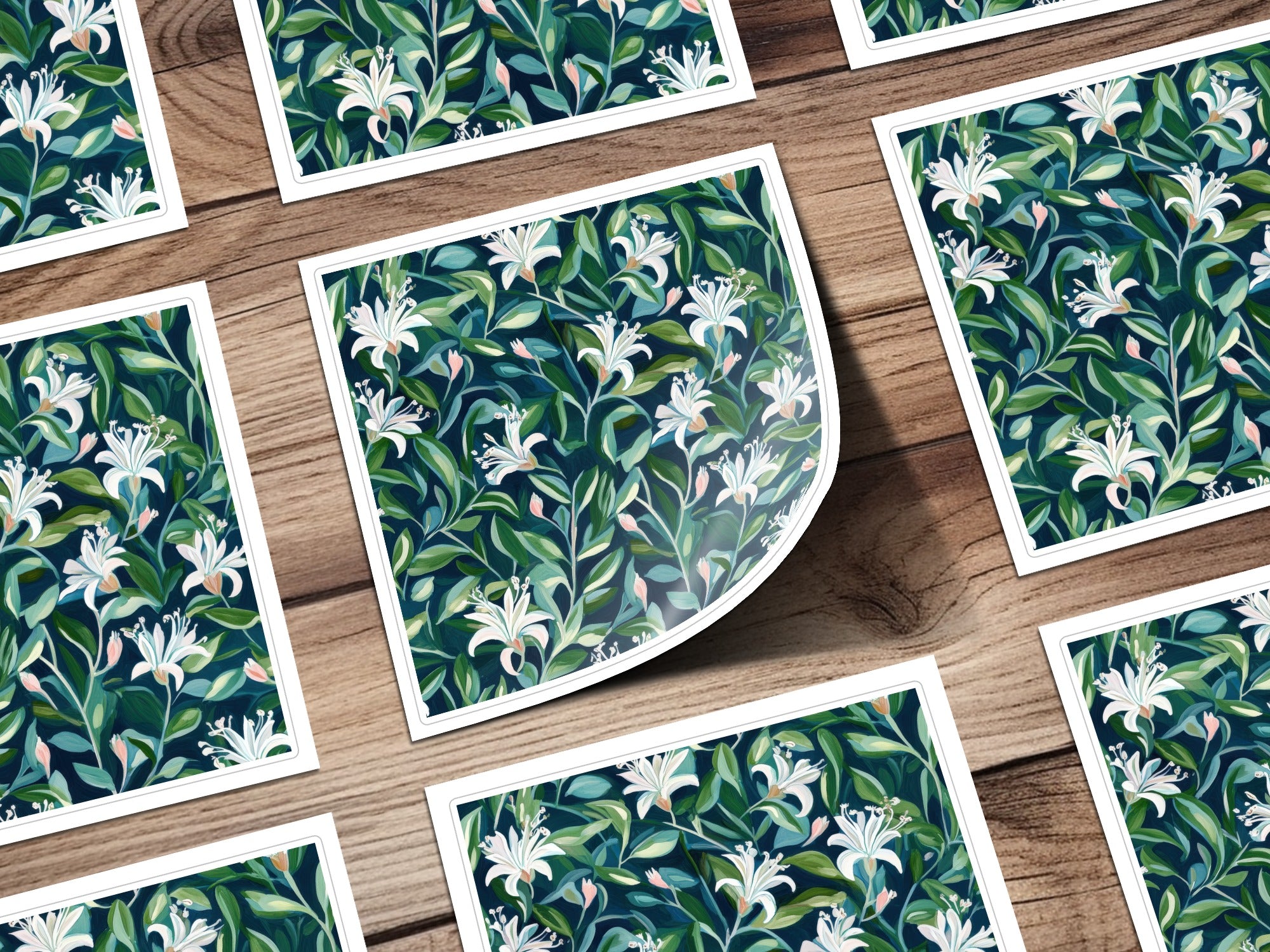 Floral Stickers Pack, Lush Greenery and White Flowers, Decorative Botanical Labels, Planner and Scrapbooking Accessories, Nature Themed