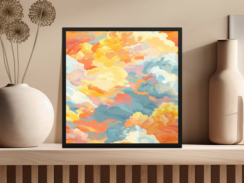 Abstract Cloud Art Print, Colorful Sky Painting, Modern Home Decor, Living Room Wall Art, Vibrant Office Decor, Gallery Wall Artwork, Bright