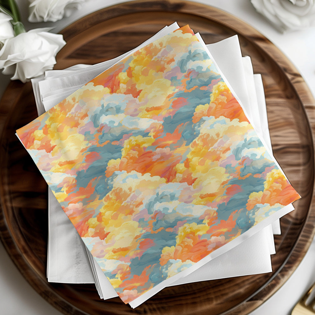 Colorful Clouds Print Napkins Set, Abstract Sky Art, Watercolor Cloud Design, Dining Decor, Kitchen Accessories, Gift Idea, Unique Table