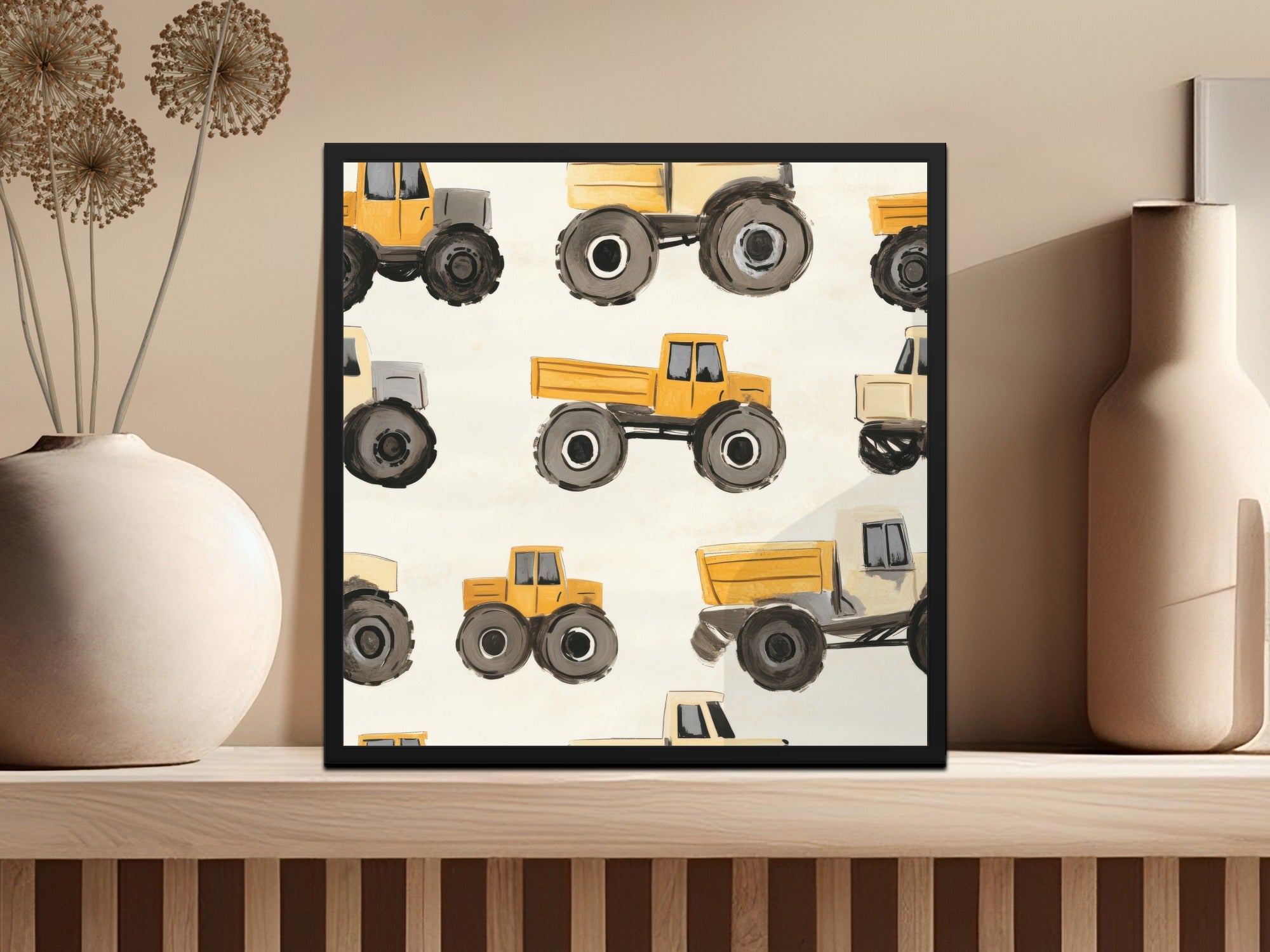 Construction Truck Art Print, Boys Room Decor, Wall Art, Kids Bedroom Poster, Nursery Yellow Truck Picture, Modern Home Decor, Playroom