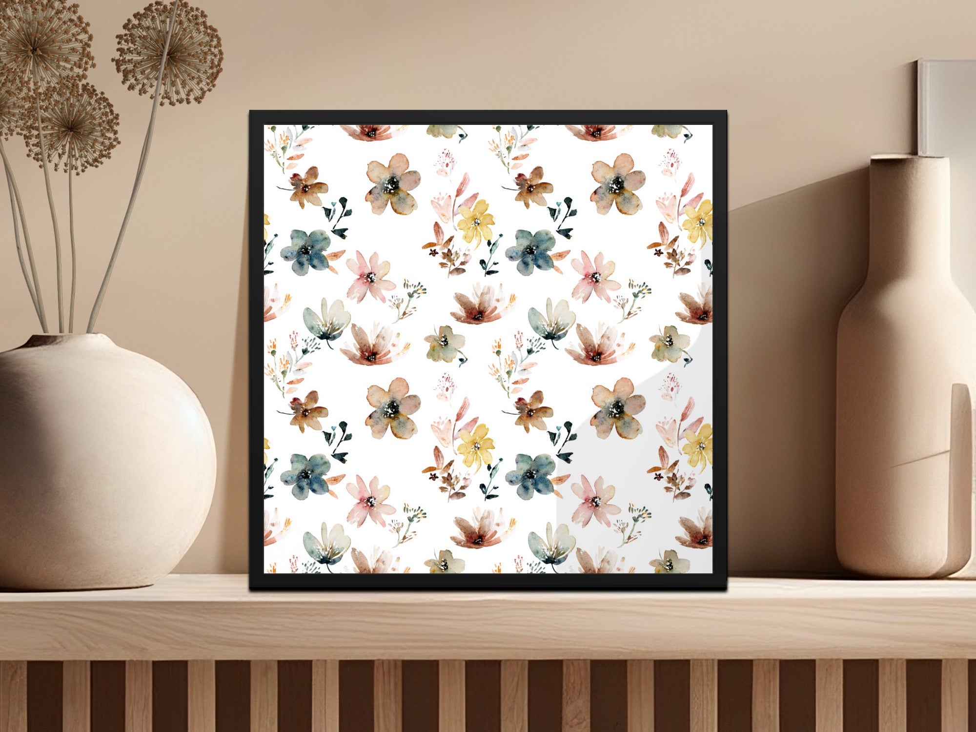 Floral Watercolor Wall Art Print, Botanical Nursery Decor, Soft Pastel Flowers Poster, Chic Home Office Decoration, Elegant Living Room