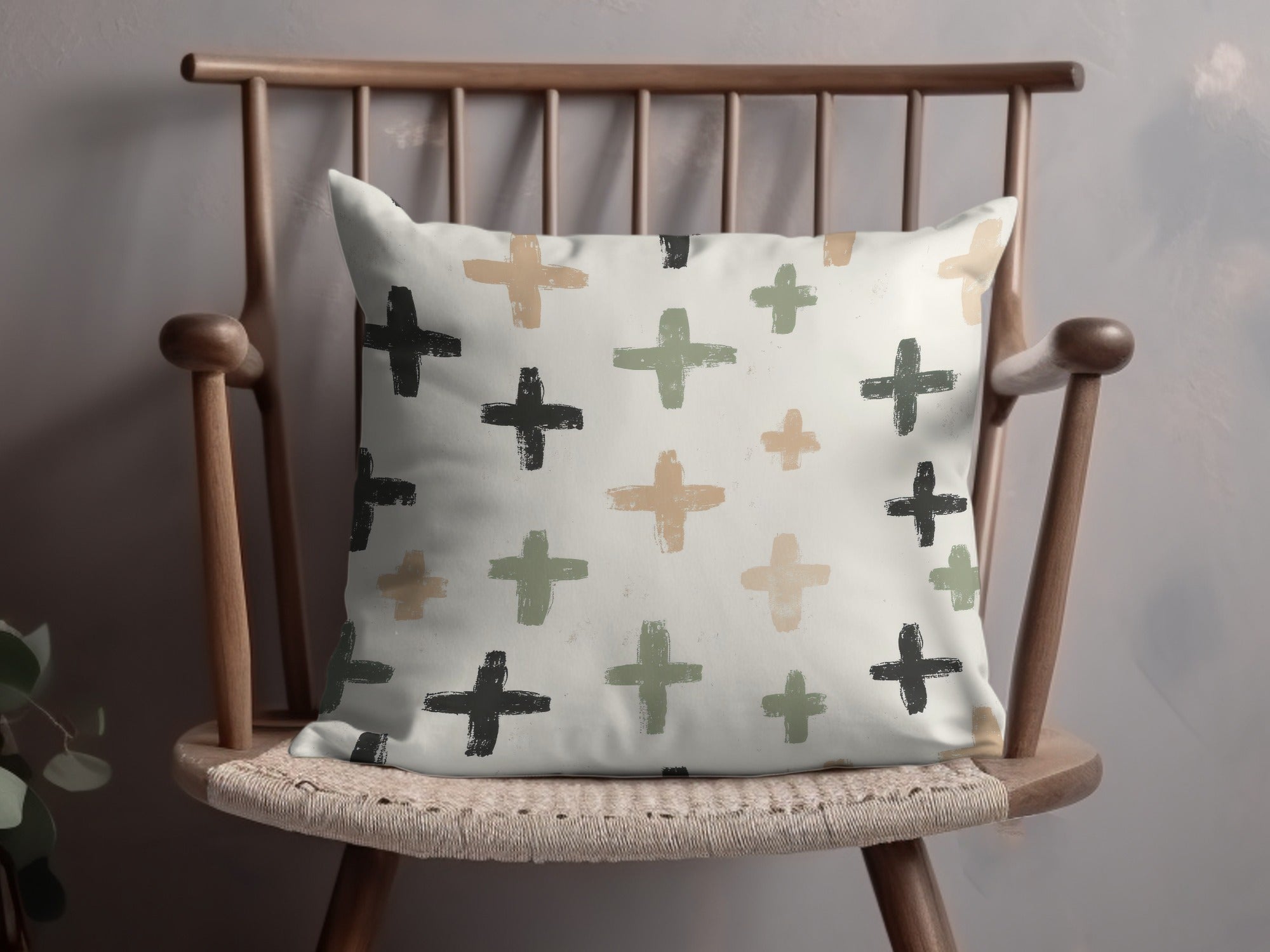 Decorative Throw Pillow with Modern Cross Pattern, Neutral Colors, Home Decor Accent, Living Room Accessory, Stylish Couch Cushion