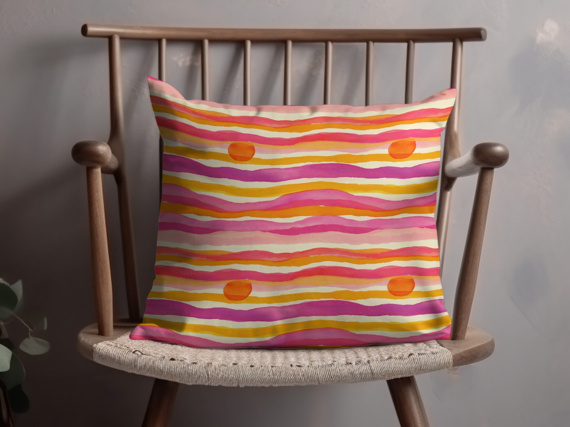 Colorful Striped Throw Pillow, Vibrant Pink Orange Yellow Home Decor, Modern Living Room Accent, Soft Chair Cushion, Bright Sofa Pillow
