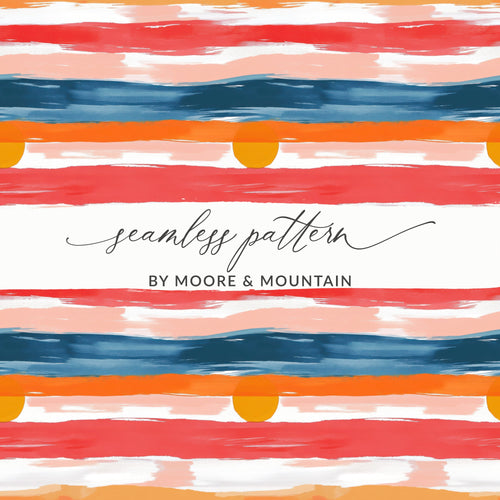 Abstract Watercolor Seamless Pattern, Brush Stroke Wallpaper, Digital Download, Artistic Background, Red Blue Orange Stripes