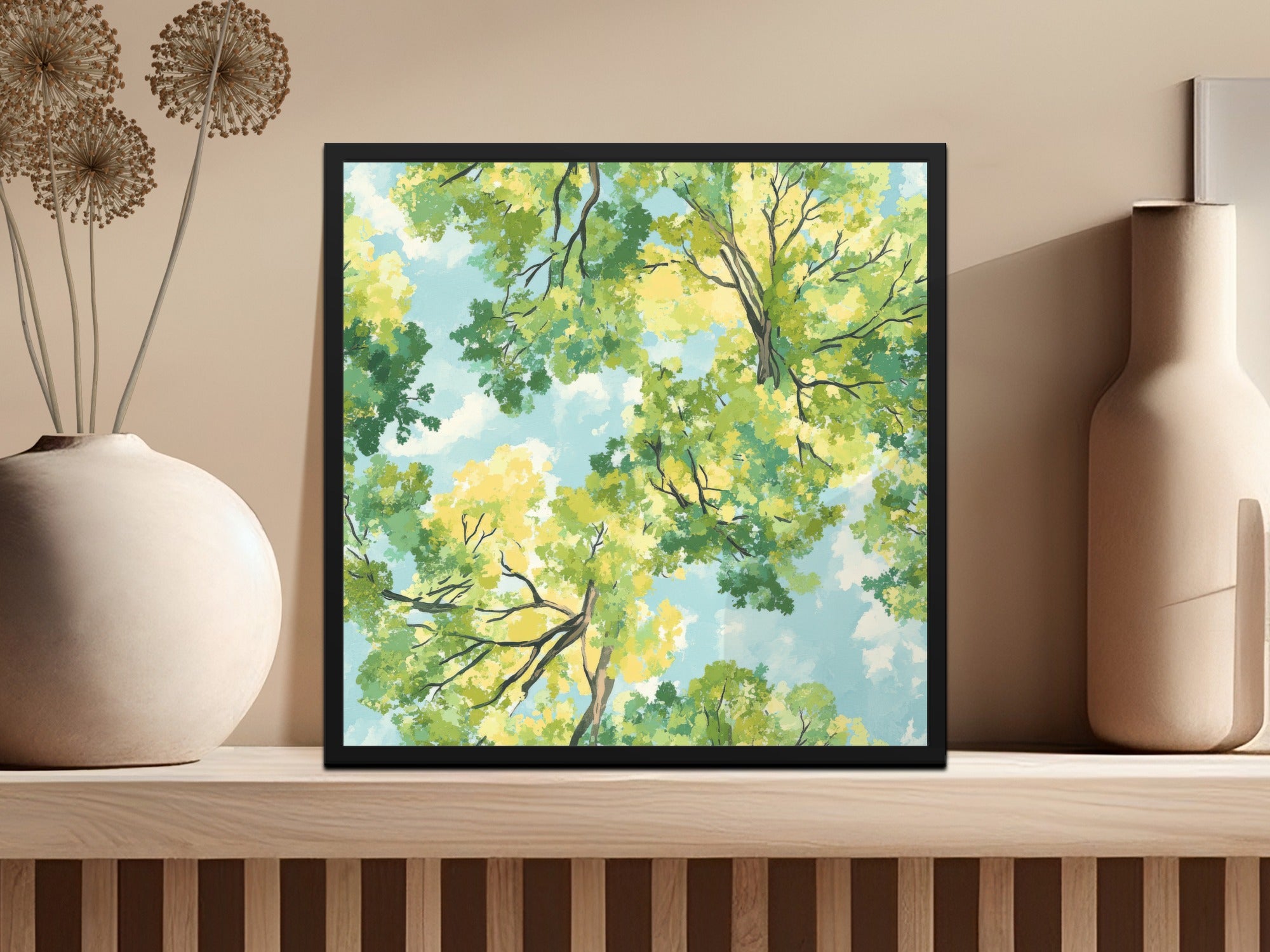 Watercolor Tree Artwork, Spring Landscape Print, Nature Inspired Wall Decor, Colorful Tree Painting, Bright Home Decor, Seasonal Art Piece