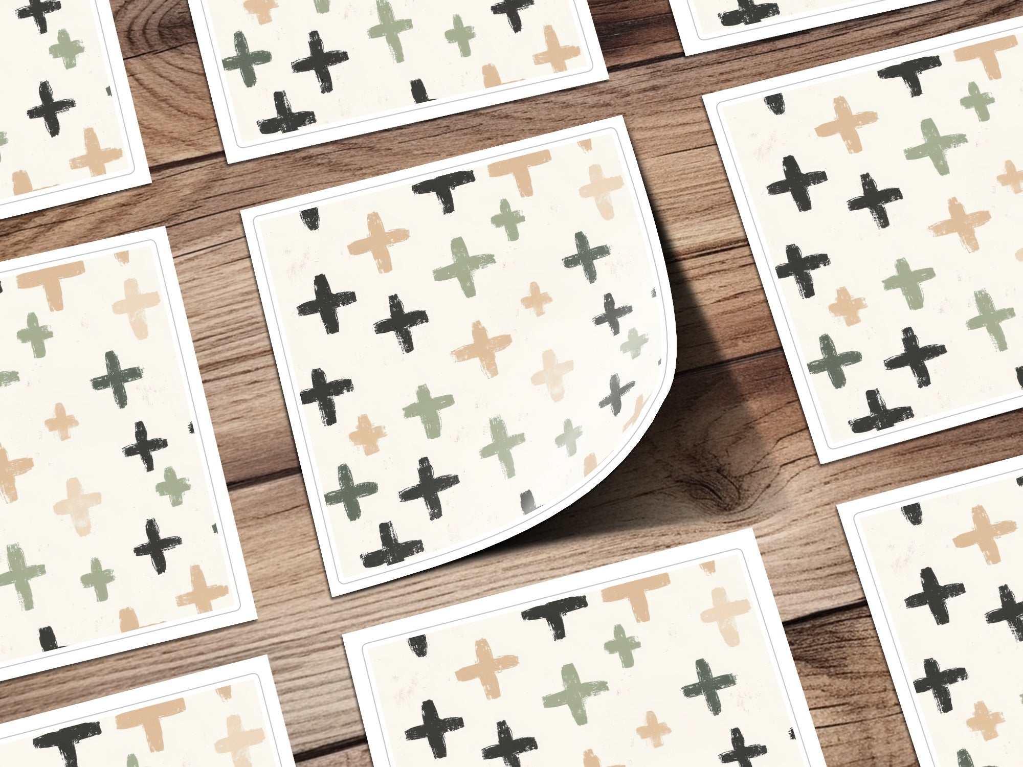 Scandinavian Cross Pattern Coasters, Modern Neutral Tones Home Decor, Set of 4, Minimalist Kitchen Accessories