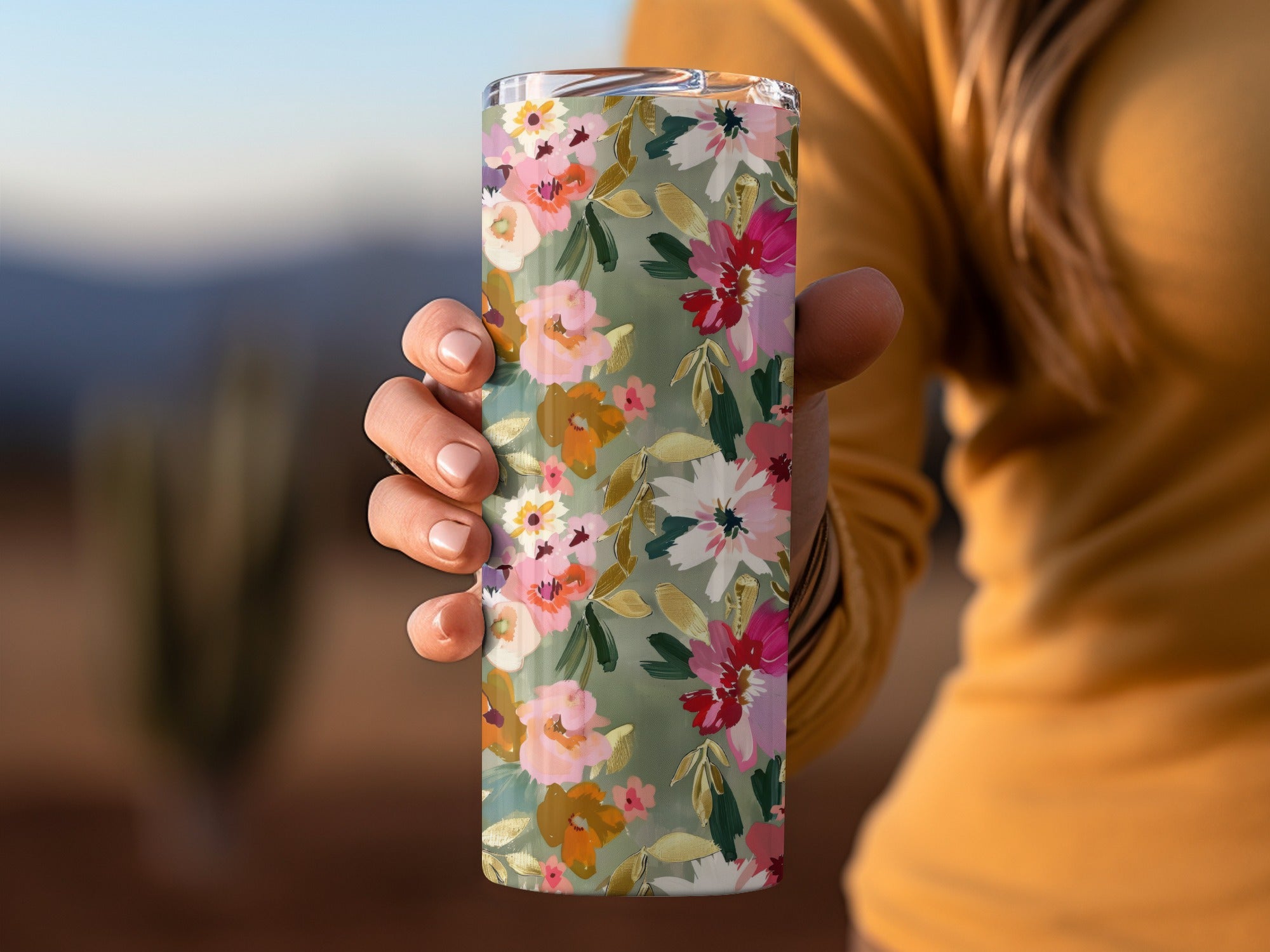 Floral Tumbler, Insulated Travel Mug, Spring Blossom Design, Stainless Steel, Gift for Her, Eco-Friendly, Reusable Drinkware, Vibrant
