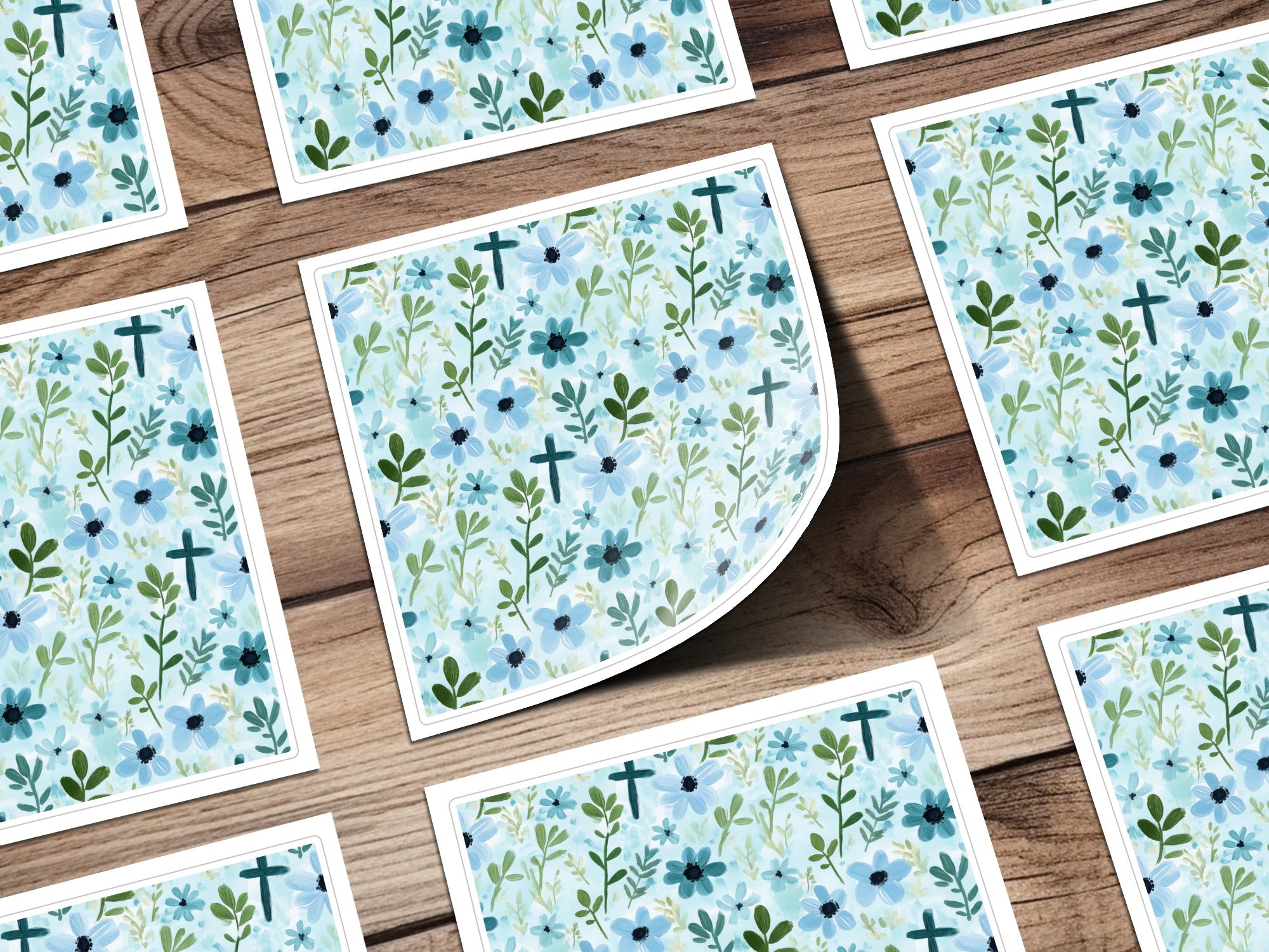 Floral Botanical Coaster Set, Blue and Green Watercolor Flower Design, Decorative Drink Coasters, Perfect for Home and Office Decor