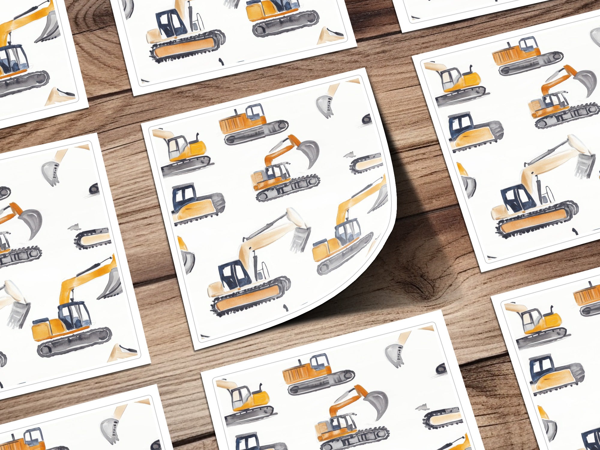 Construction Theme Coaster Set, Excavator Bulldozer Designs, Perfect Gift for Builders, Child-Friendly Tableware, Durable Home Decor
