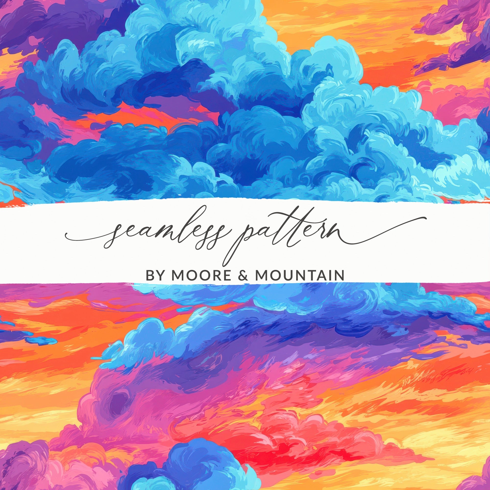 Vibrant Cloud Abstract Art, Seamless Pattern Design, Colorful Sky Digital Paper, Artistic Background, DIY Craft Supplies, Printable Planner