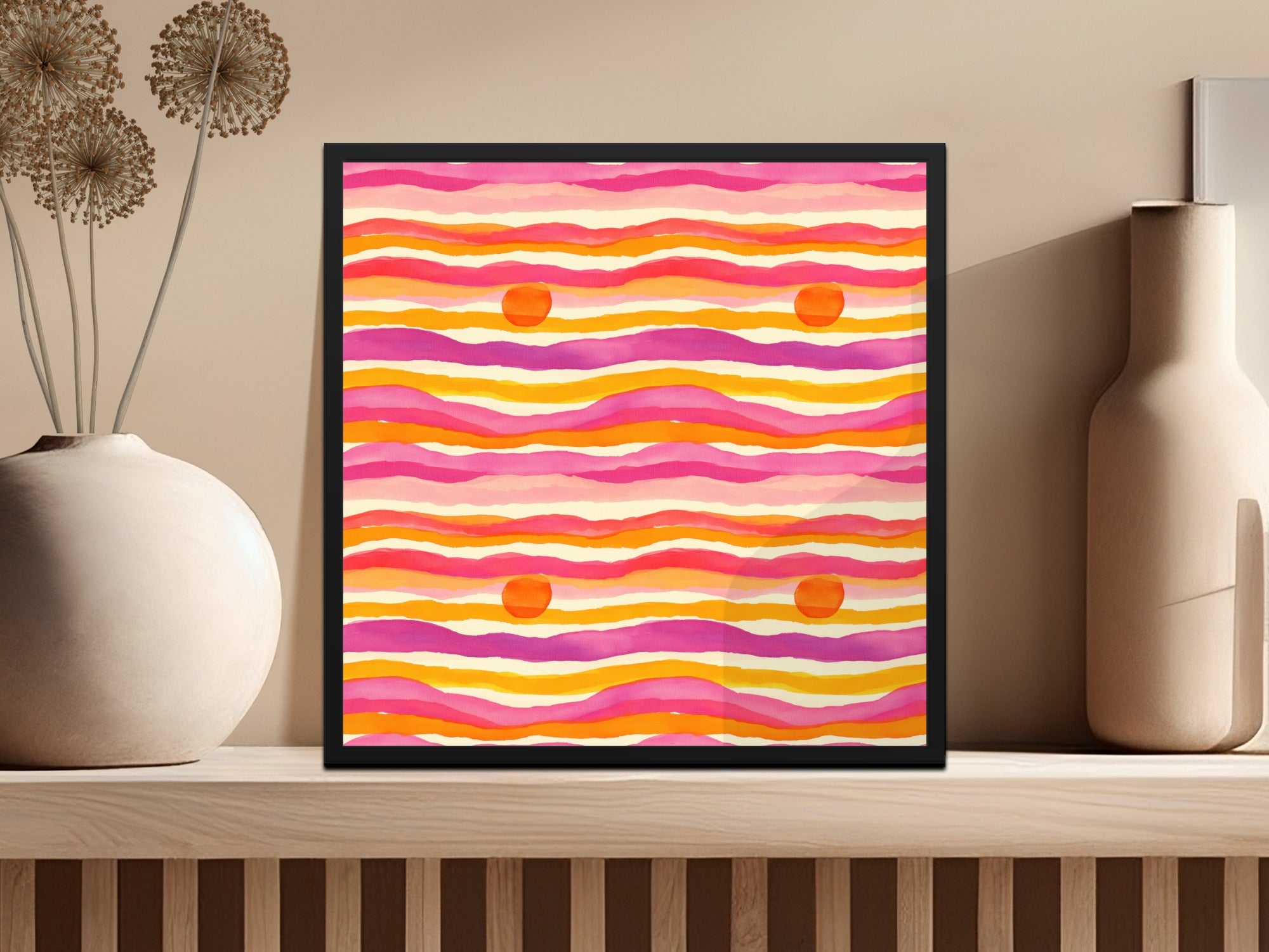Vibrant Sunset Abstract Art Print, Modern Wall Decor, Striped Colorful Poster, Bold Office Home Living Room Art, Bohemian Style Decor