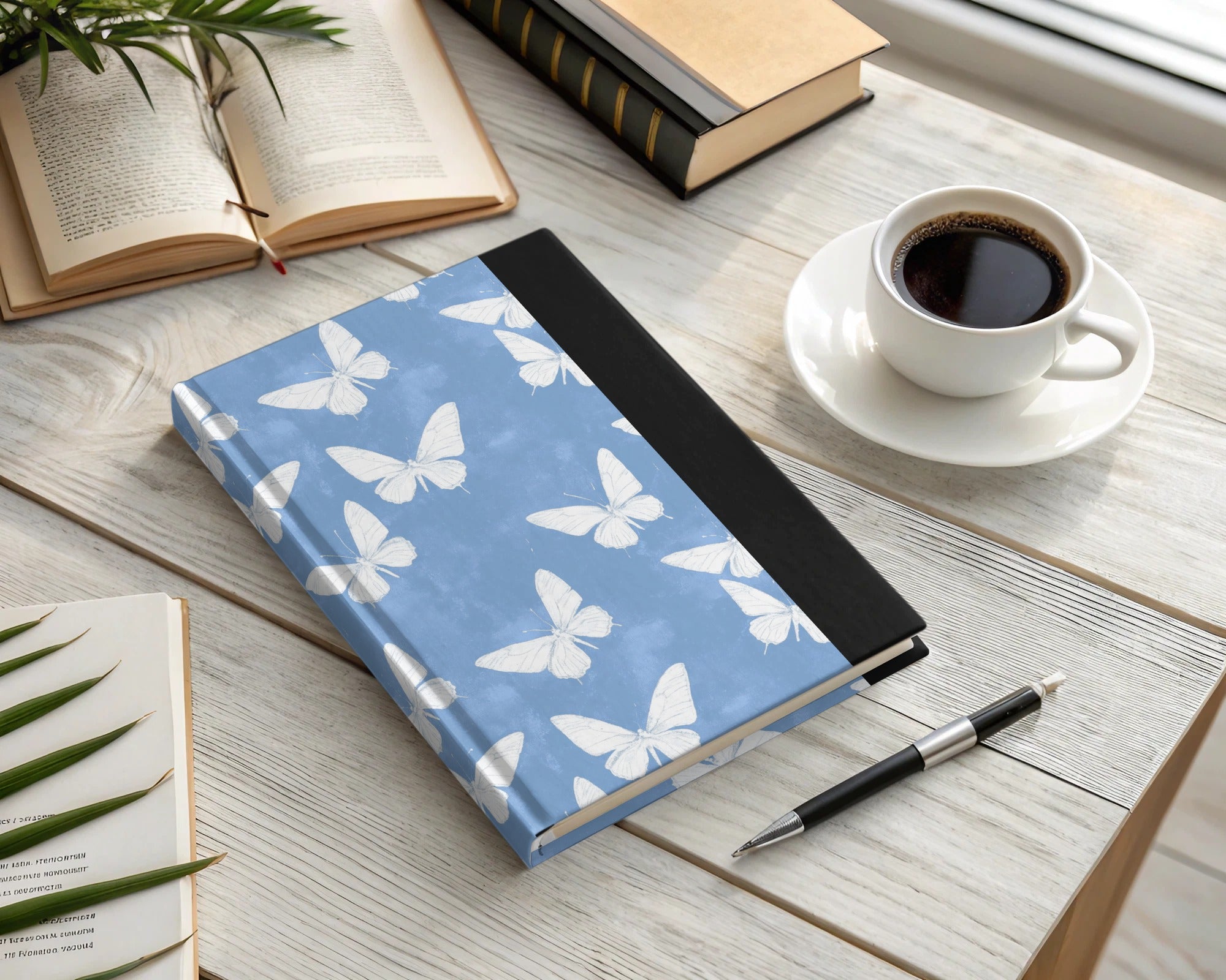 Blue Butterfly Notebook - Hardcover Journal, Lined Pages, Ideal for Writing, Sketching, Gifts, Home Office Decor