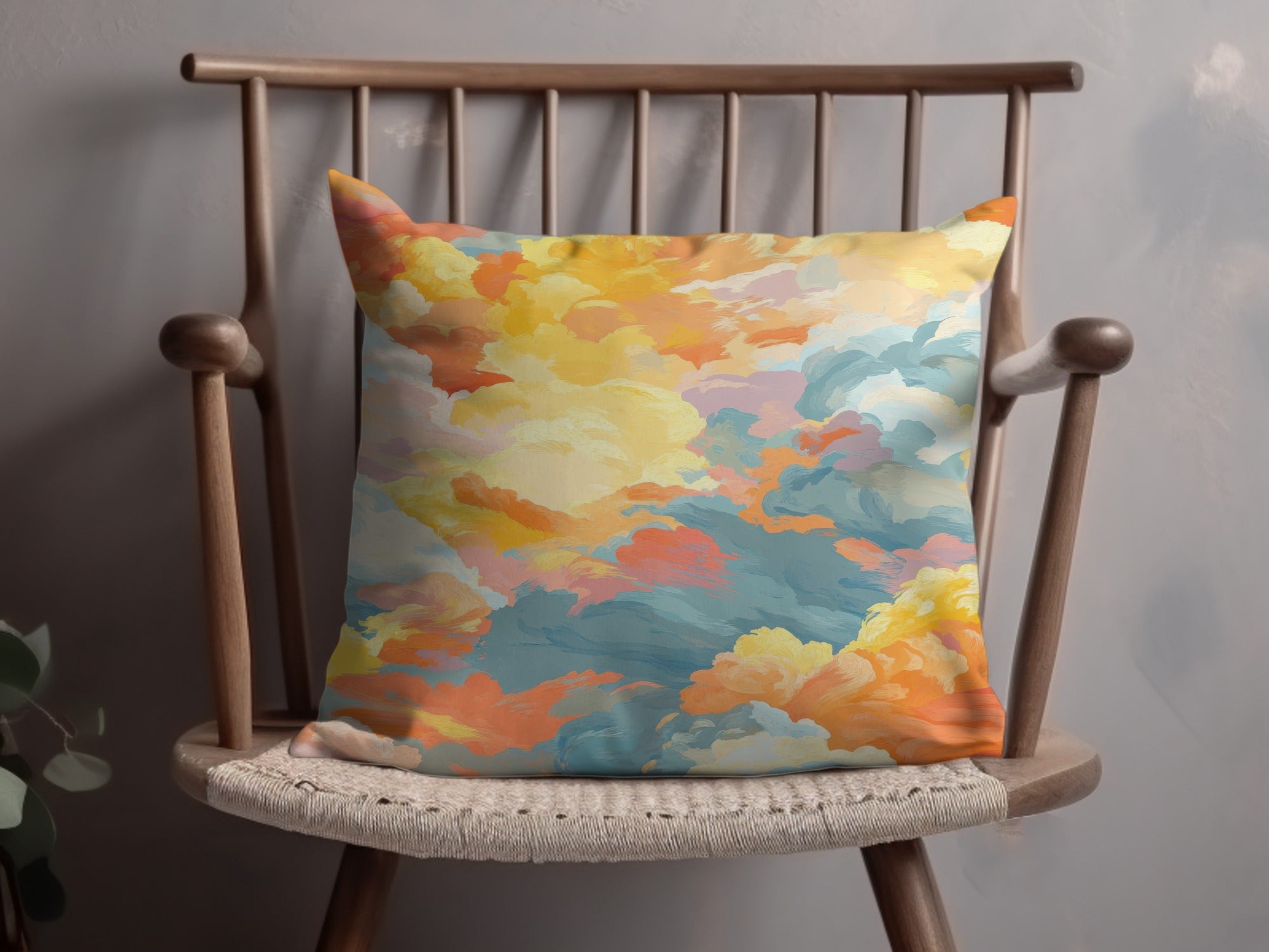 Colorful Abstract Clouds Pillow Cover, Aesthetic Room Decor, Soft Throw Pillowcase, Vibrant Home Decor, Unique Artistic Cushion, Gift Idea