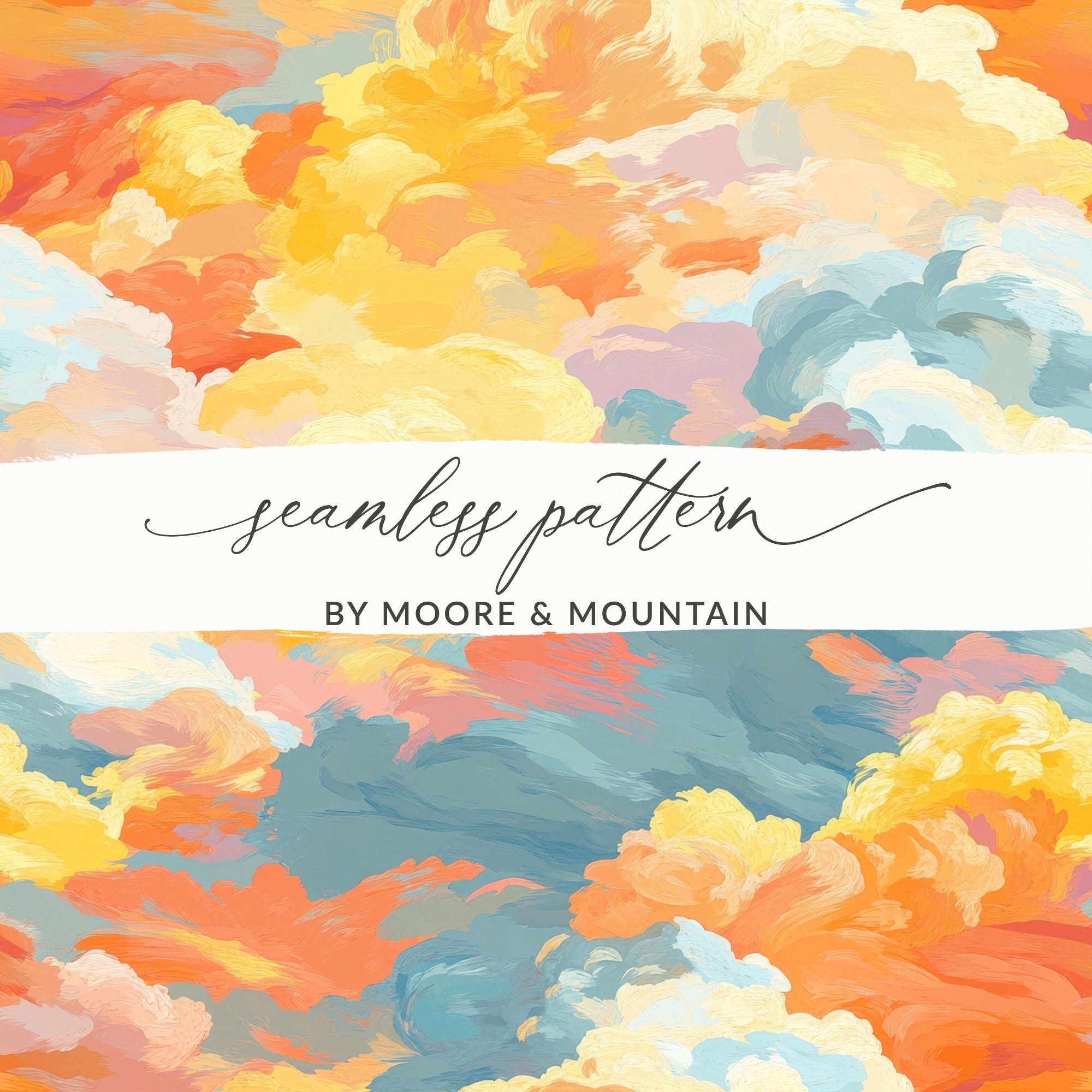 Seamless Abstract Pattern, Colorful Cloud Design, Digital Download Wallpaper, Chic Home Decor, Brush Stroke Art, Printable Wall Art