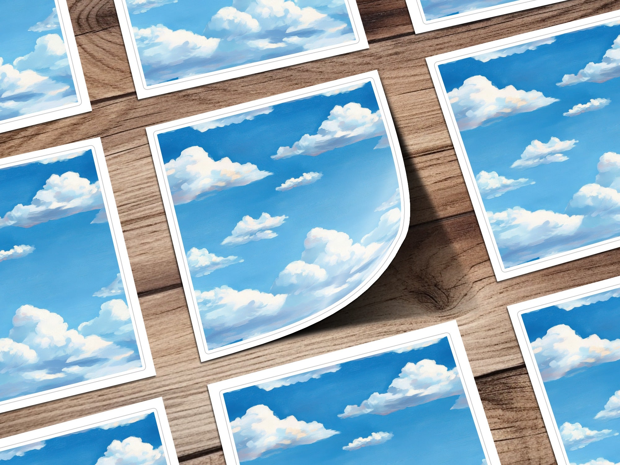 Blue Sky and Fluffy Clouds Wall Art Prints, Photographic Home Decor, Set of High-Quality Posters, Nature Inspired Living Room Decoration