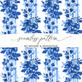 Blue Floral Seamless Pattern, Watercolor Flower Digital Print, Fabric Design Background, Wallpaper, DIY Crafts, Gift Wrap, Moore and
