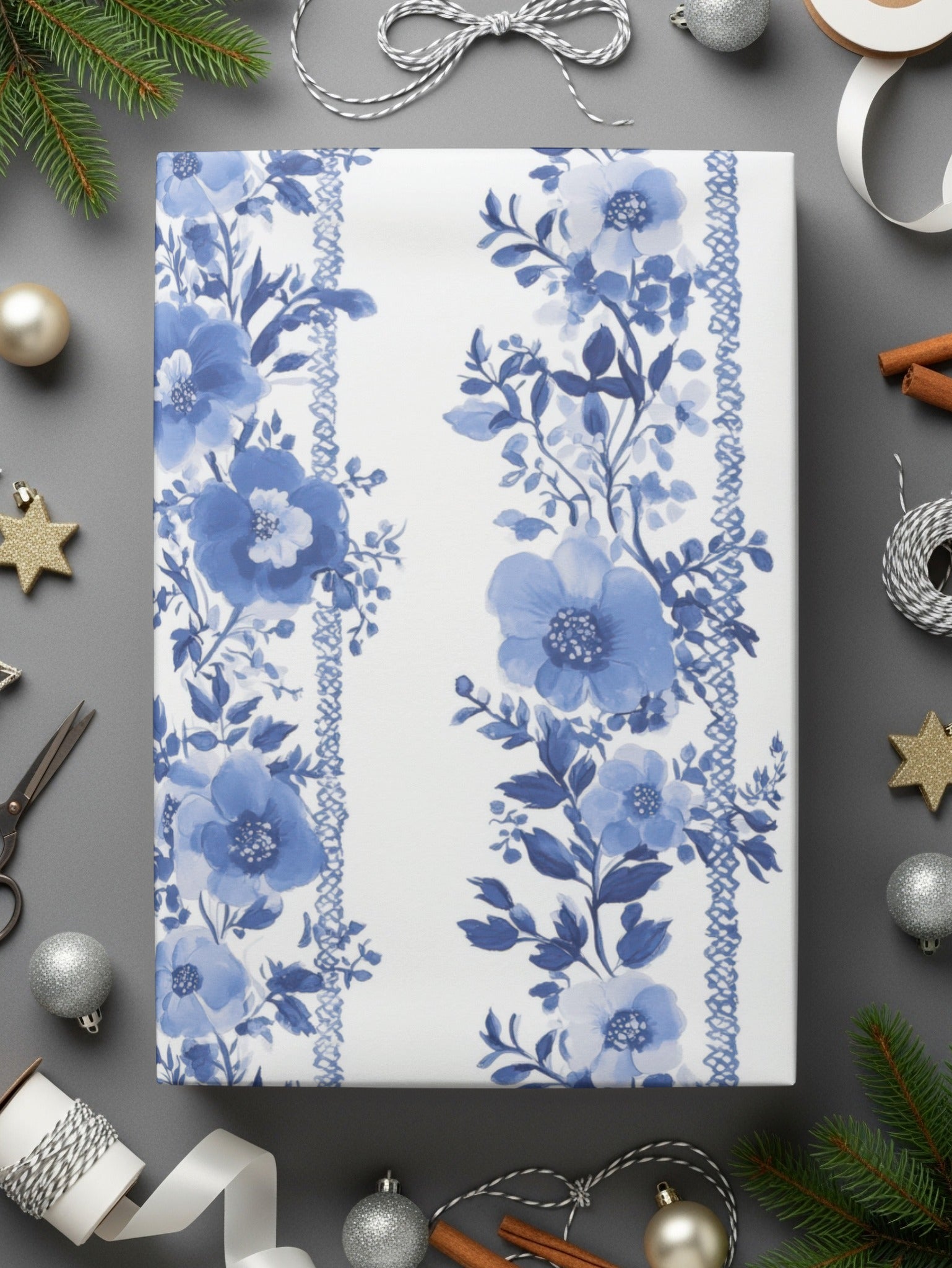 Floral Canvas Art Print, Blue Flowers Wall Decor, Botanical Painting, Modern Home Decoration, Elegant Gift, Living Room Artwork, Nature