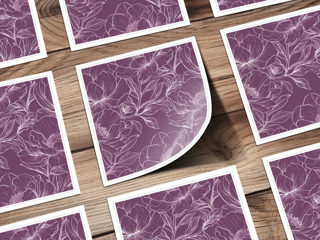 Elegant Purple Floral Stickers, Decorative Peony Design, Vinyl Decal Set, Waterproof and Durable, Perfect for Crafts, Scrapbooking, Laptops