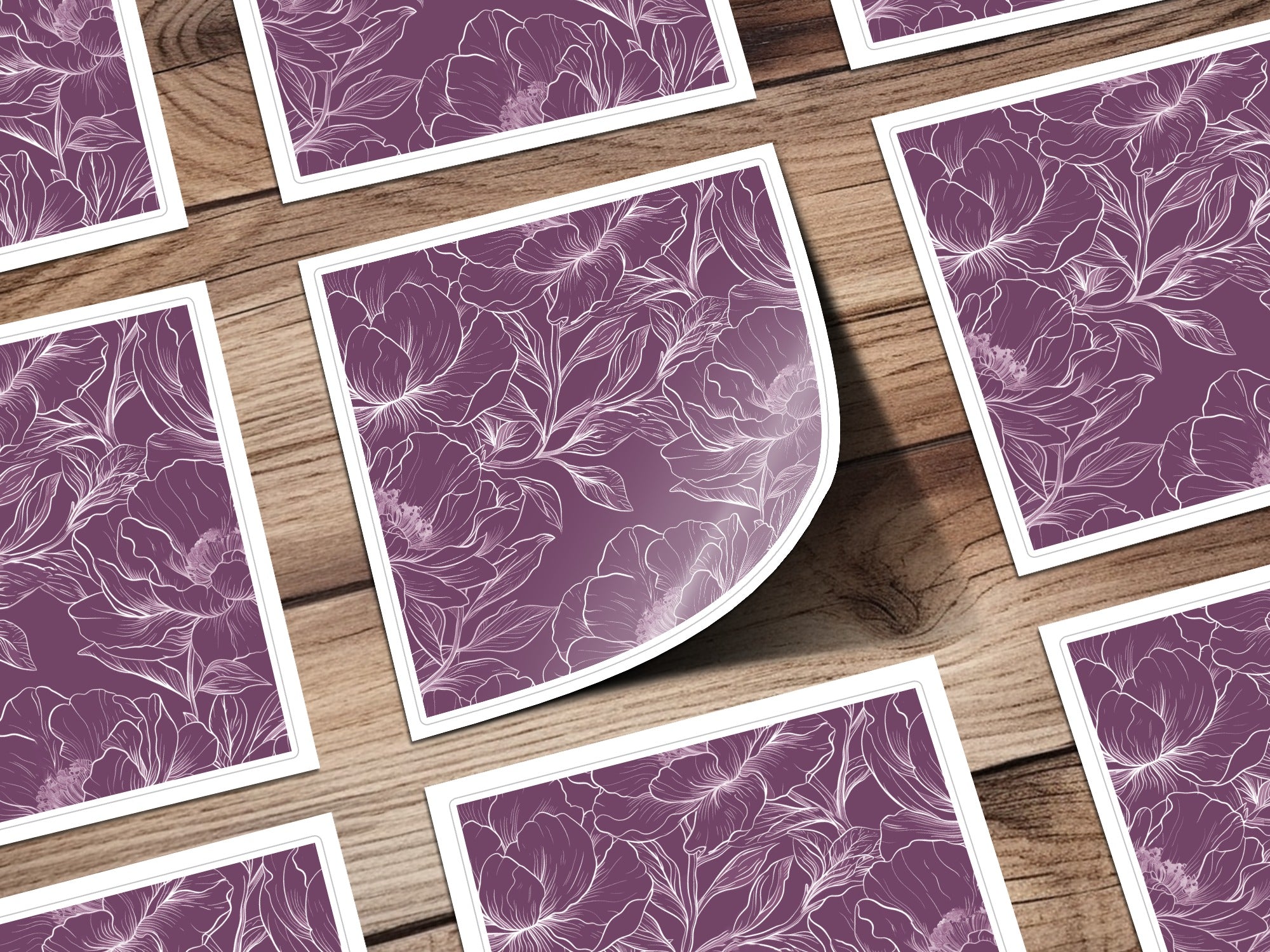 Elegant Purple Floral Stickers, Decorative Peony Design, Vinyl Decal Set, Waterproof and Durable, Perfect for Crafts, Scrapbooking, Laptops