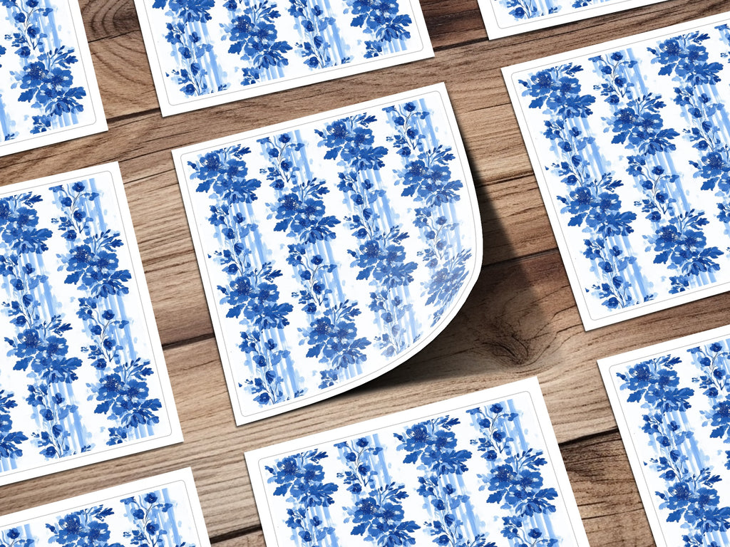 Blue Floral Coasters Set, Watercolor Flower Design, Drink Table Decor, Modern Home Accessories, Elegant Hostess Gift, Set of 4 Coasters